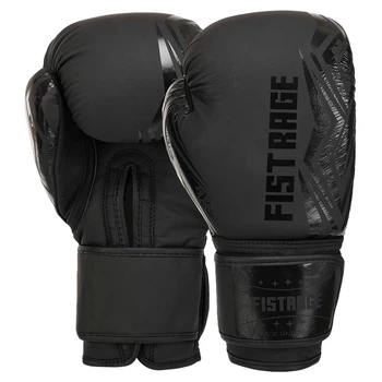 Перчатки боксерские кожаные на липучке Fistrage Fight Gear 7891 размер 10 унций Black