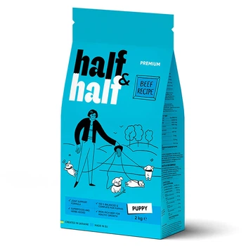Сухой корм с говядиной для щенков всех пород Half&Half 2 кг (4820261920703)