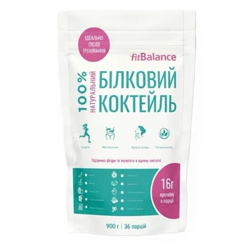 Протеин FitBalance 100% Натуральный Белковый Коктейль 900 g /36 порций/ Банан