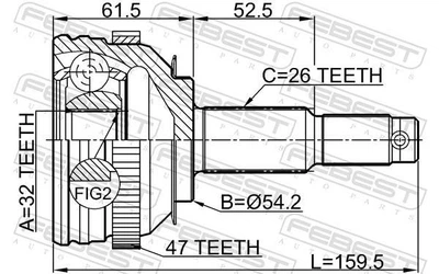 ШРУС DODGE CARAVAN / CHRYSLER VOYAGER (S_) / CHRYSLER GRAND CARAVAN 1995-2015 г.