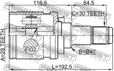 ШРУС TOYOTA FORTUNER (_N5_, _N6_) / TOYOTA HILUX (_N1_, _N2_, _N3_) 2004-2015 г.