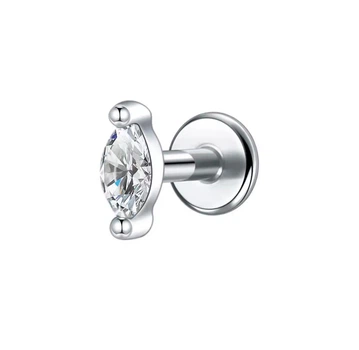 Лабрет "Камінь" для вуха Asteel L033 медична сталь 6 мм