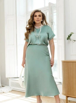 Спідниця жіноча атласна G&M k-126268 54-56 Розмір кольору оливковий