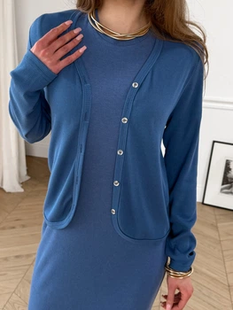 Кофта в рубчик синя Merlini Артуа 110001123 розмір 2XL/3XL