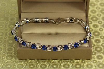 Браслет Xuping Jewelry Рапсодия с синими камнями 17 см 6 мм серебристый