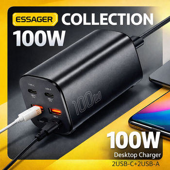 Сетевое зарядное устройство для GaN Essager 100W 2×USB-C + 2×USB-A