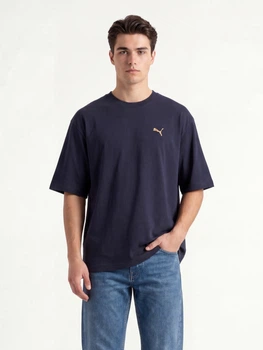 Футболка хлопковая длинная мужская Puma Graphics 69178316 M New Navy с принтом (4069161716362)