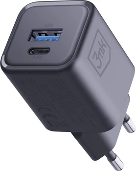 Мережевий зарядний пристрій 3MK Hyper Charger PD 33W GaN QC4+ Black (5903108684316)