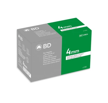 Иглы для инсулиновых ручек "BD Microfine Thin Wall" 4 мм (32G x 0,23 мм), 100 шт.