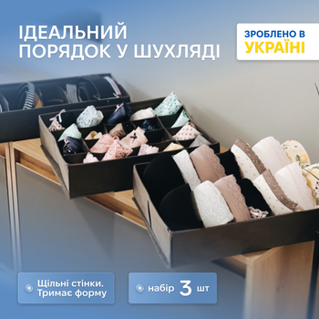Комплект органайзерів ORGANIZE для білизни з 3 шт. Сірий (Gr003)