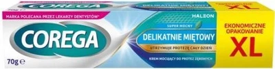 Krem do protez zębowych Corega Super Mocny mocujący Delikatnie Miętowy 70 g (3830029295739 / 5054563210678)