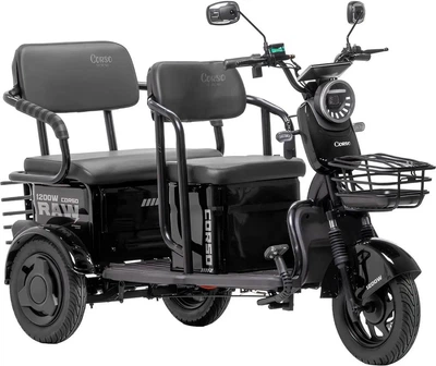 Електричний трицикл Corso «RAW» RW-411587 (1) + 1 ЯЩИК АКУМ, двигун 1200W, акумулятор 72V/28Ah графеновий, колеса 300-10, в коробці - Чорний