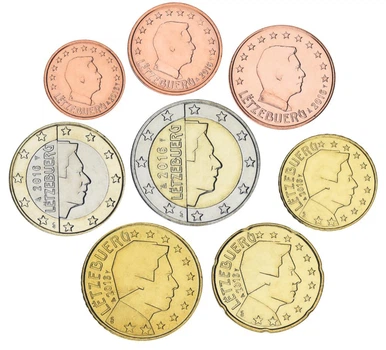Набор монет Люксембург набор из 8 монет евро 2016 UNC 1, 2, 5, 10, 20, 50 евроцентов, 1, 2 евро