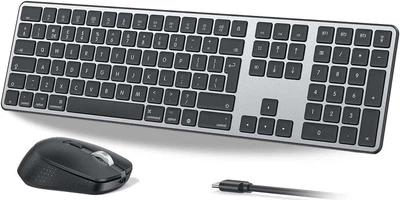 Комплект беспроводная клавиатура и мышь OMOTON для Mac, перезаряжаемый, QWERTZ, серый
