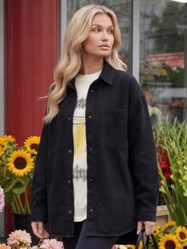 Жіноча сорочка джинсова Change Oversize чорна 46-48 (L/XL)
