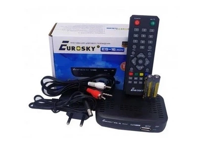 Цифровий тюнер DVB-T2 Eurosky ES-16 Mini ефірна приставка для телевізора Full HD 1080p HDMI USB Wi-Fi IPTV YouTube