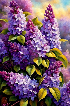 Алмазна мозаїка на підрамнику Яскравий бузок, 40×60 см, повна викладка, квадратне каміння