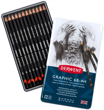 Графитные карандаши Graphic Hard 12шт Derwent