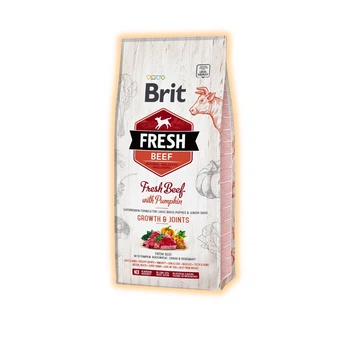 Сухий корм Brit Fresh з яловичиною та гарбузом для цуценят та молодих собак великих порід, 12 кг