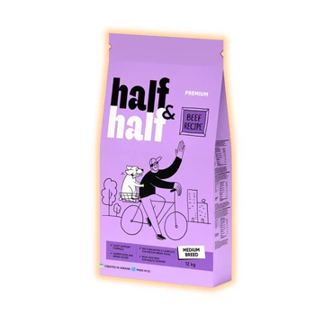 Сухой корм Half&Half с говядиной для взрослых собак средних пород, 12 кг