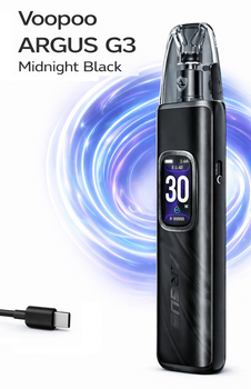 Многоразовая Pod-система Voopoo Argus G3 Midnight Black вейп Вупу Аргус мощная Под-система 1500 мАч до 30 Вт Top-Fill 3 мл чёрная