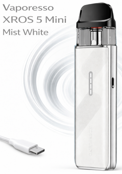 Многоразовая под система Vaporesso XROS 5 Mini Mist White pod-система 1500мАч электронная сигарета вапорессо х-рос 5 мини белая 3мл 0.8Ом