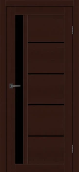 Дверне полотно MS DOORS ALABAMA 90х200 см Горіх темний Скло чорне (144123)