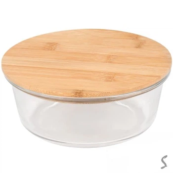 Контейнер скло з бамбуковою кришкою "Round" д18*7см 950мл Stenson R35694-L