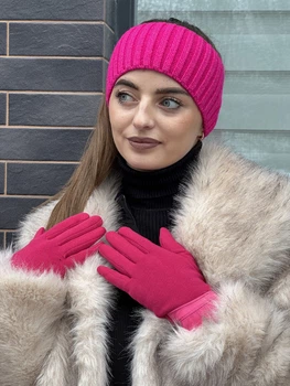Пов'язка на голову жіноча тепла малинова