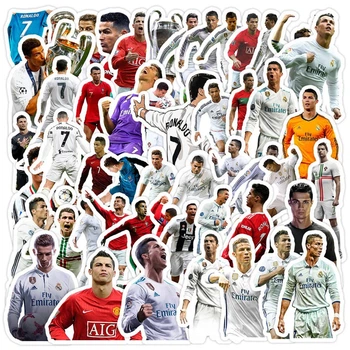 Набор стикеров 50 шт с Cristiano Ronaldo (CR7) - футбольные наклейки, декор для ноутбука, телефона, чемодана | Real Madrid / Portugal