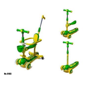 Самокат 5 в 1 Dinosaur Зеленый с бортиком 8103_Green