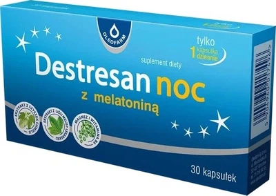 Дієтична добавка Oleofarm Destresan ніч з мелатоніном 30 капсул (5904960017496)