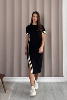 Жіноча літня трикотажна сукня з розрізом Nenka XL Чорний (nenka3414-XL)