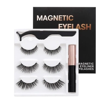 Набор ресниц Magnetic Eyeliner and Eyelashes на магнитной подводке 3 пары D02