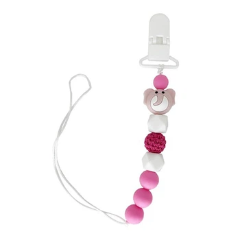 Ланцюжок для пустушки "Слон" MGZ-0508(Pink) силіконовий