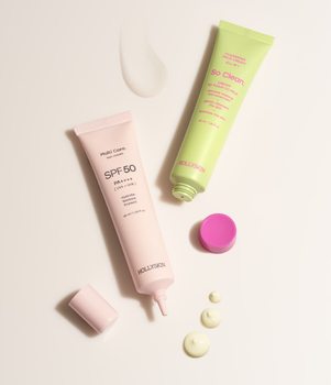 Набор Мотивирующий солнцезащитный крем для лица HOLLYSKIN Dry Touch. SPF 50+ Крем для ежедневного очищения кожи лица HOLLYSKIN So Clean. с экстрактом камелии и рисом