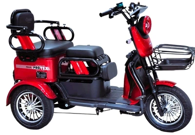 Електричний трицикл Corso «PROTEX Max» PX-213065 (1) + 1 ЯЩИК АКУМ, двигун 1200W, акумулятор графеновий 72V/28Ah, колеса 300-10, в коробці - Червоний