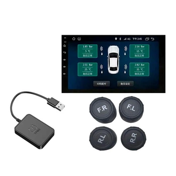 Система контроля давления в шинах TPMS USB для Android автомагнитолы, 4 внешних датчика ( TPMS-9 )