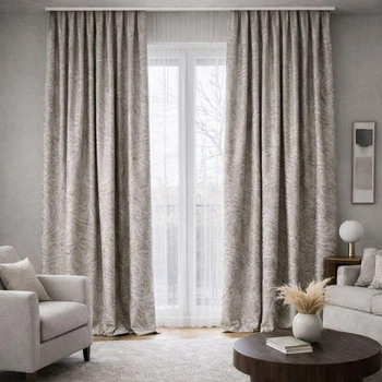 Ткань портьерная жаккард Elegant IDEIA 330 см, 300 г/м2 шторная интерьерная ткань для штор, портьер и декора 21302 серый беж