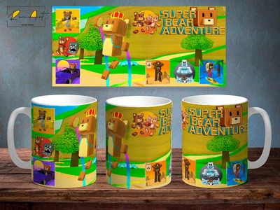 Чашка з принтом Super bear adventure колаж 330 мм Біла