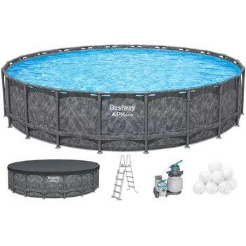 Каркасный бассейн Bestway Grey 561KE 33240 л 610х132 см с песочным фильтром, тентом и лестницей (LN7-BW 561KE)