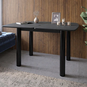 Обеденный стол раскладной LION Нота черные ножки Антрацит 60x90/90x120 (LION-045132)