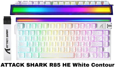 Игровая Клавиатура ATTACK SHARK R85 HE White Contour Магнитные Переключатели. Проводная 8000Hz/s. RGB Подсветка и Панель, 75% Формат, Переключатель 0.01mm. Rapid Trigger