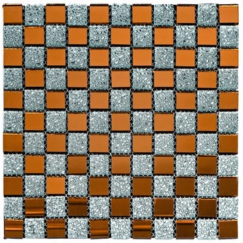 Мозаика декоративного стекла Серый+Оранж 298×298×4,5 мм – самоклеящаяся SW-00002361