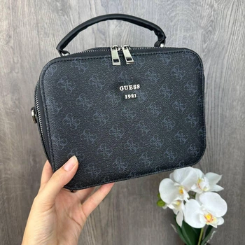 Модна жіноча міні сумочка клатч стиль Guess чорна сумка на плече ( 26890 )