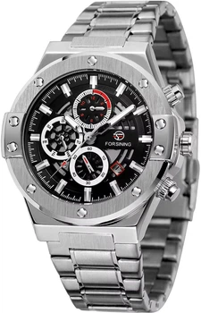 Наручные часы Forsining 6914 Silver-Black Steel Классический