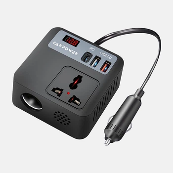 Перетворювач напруги в авто Car Power 12-220V розетка-інвертор з USB та Type-C