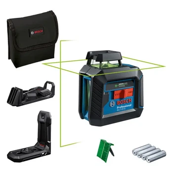 Лазерный нивелир Bosch Professional GLL 2-20 G с держателем, потолочным креплением, 4 батарейками и чехлом