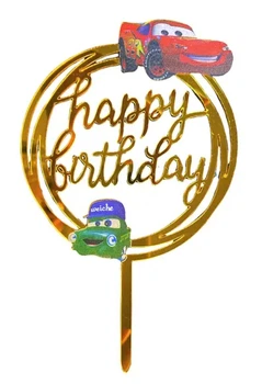 Топер акриловий Happy Birthday — Тачки