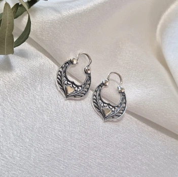 Серебряные серьги Лунница серебро 925 пробы Черненное 5517ч 2.90г